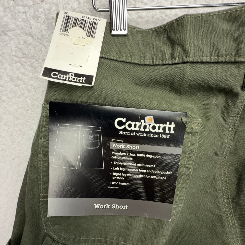 Carhartt B144 OLV Mens Cotton Canvas Work Shorts Olive Green Size 30